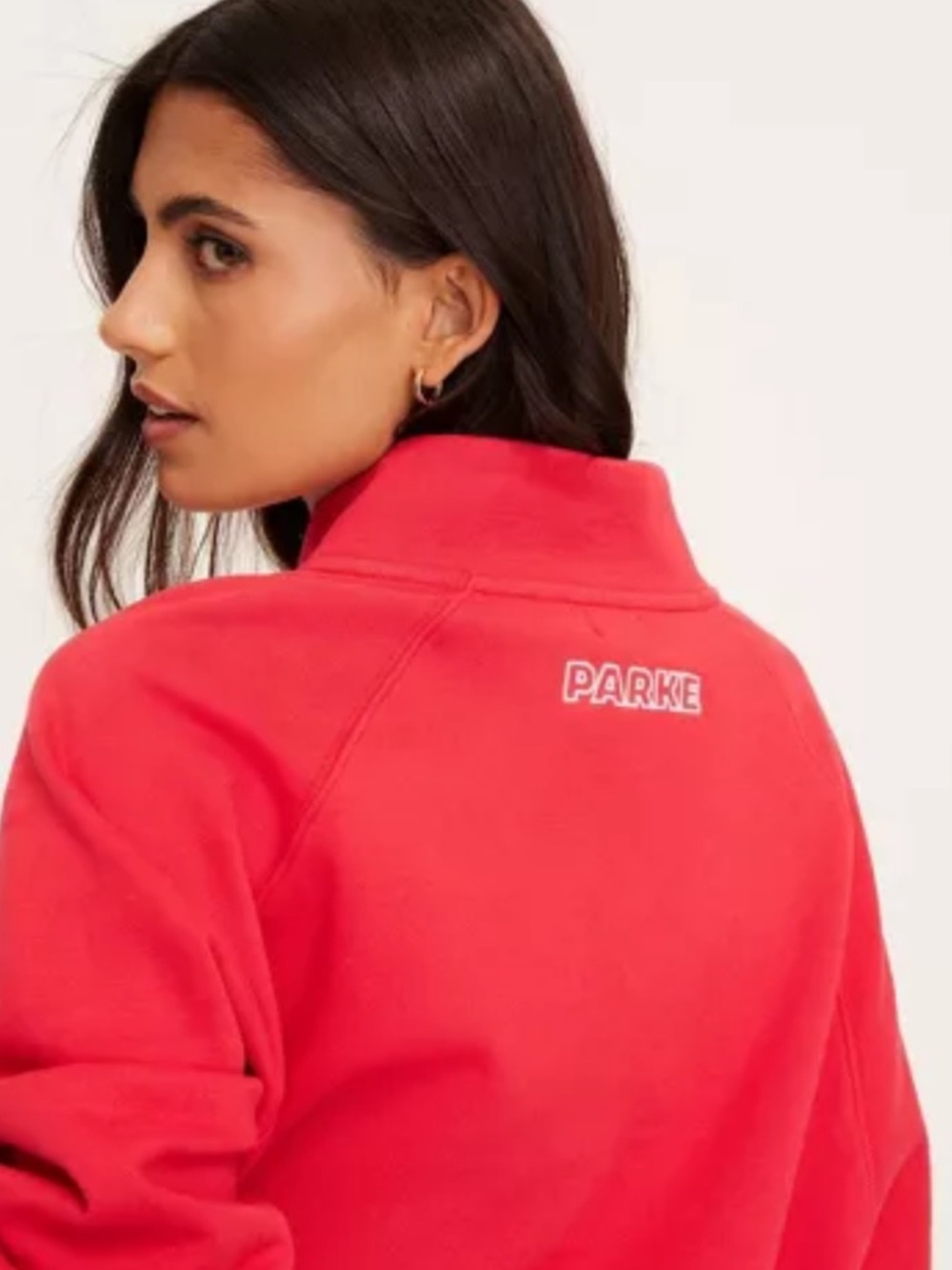 💗 Parke x Target Women's Snap Mockneck Popover Sweatshirt Red NWT Size XXS/XS - Picture 2 of 4
